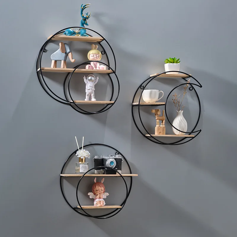 Nordic Creative Restaurant Wall Decoration Rack Wall Storage Rack Cold Drink Shop Wall Rack Without Punching