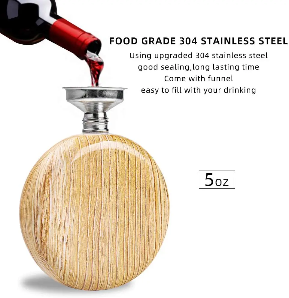 Wholesale 5oz Pocket Round Leakproof Drinking Flask 304 Stainless Steel Hidden Vodka Alcohol Hip Flask Wine Pot For Man Woman