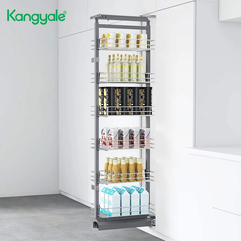 Kangyale Guangzhou Morden Tall Pantry Unit Chromed Wire Storage Basket Pantry Organization And Storage for Kitchen