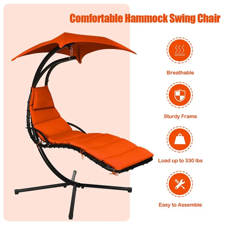 Hot Sell Hanging Curved Chaise Lounger Chair Garden Furniture Outdoor Cradle Patio Swing Chair