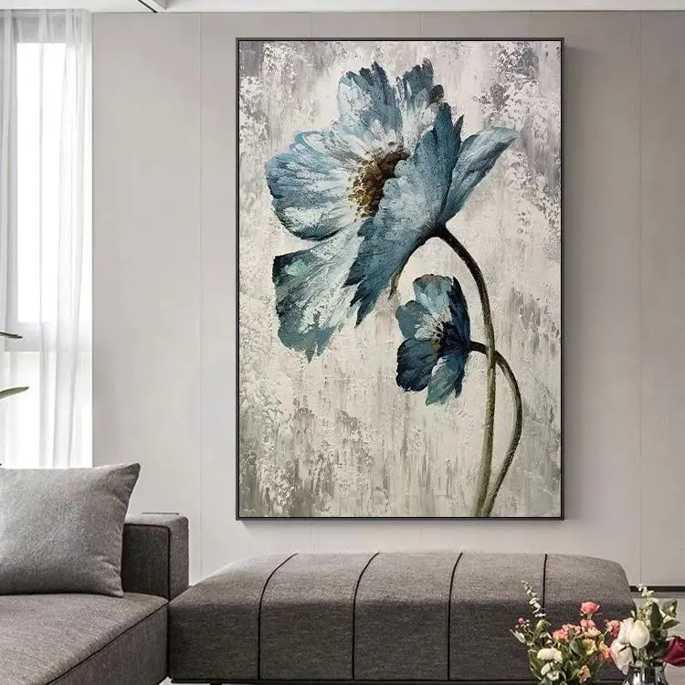 Large Flower Oil Painting 3D Texture Art Wall Decoration Office Bedroom Hallway Wall Decor Home Gif Paintings and Wall Arts