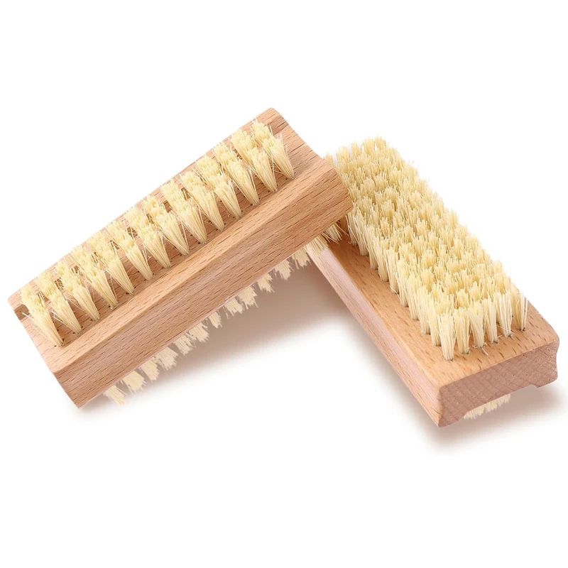 Индивидуальный логотип Двухсторонняя щетка для ногтей Нескользящая деревянная кисть очистки и чистки