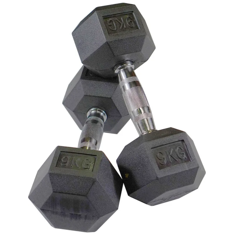 Gym Fitness Strength Training 10 Kg Black Neoprene Dumbbells Hex Dumbbell Weight Lifting Free Weights Dumbbell Set