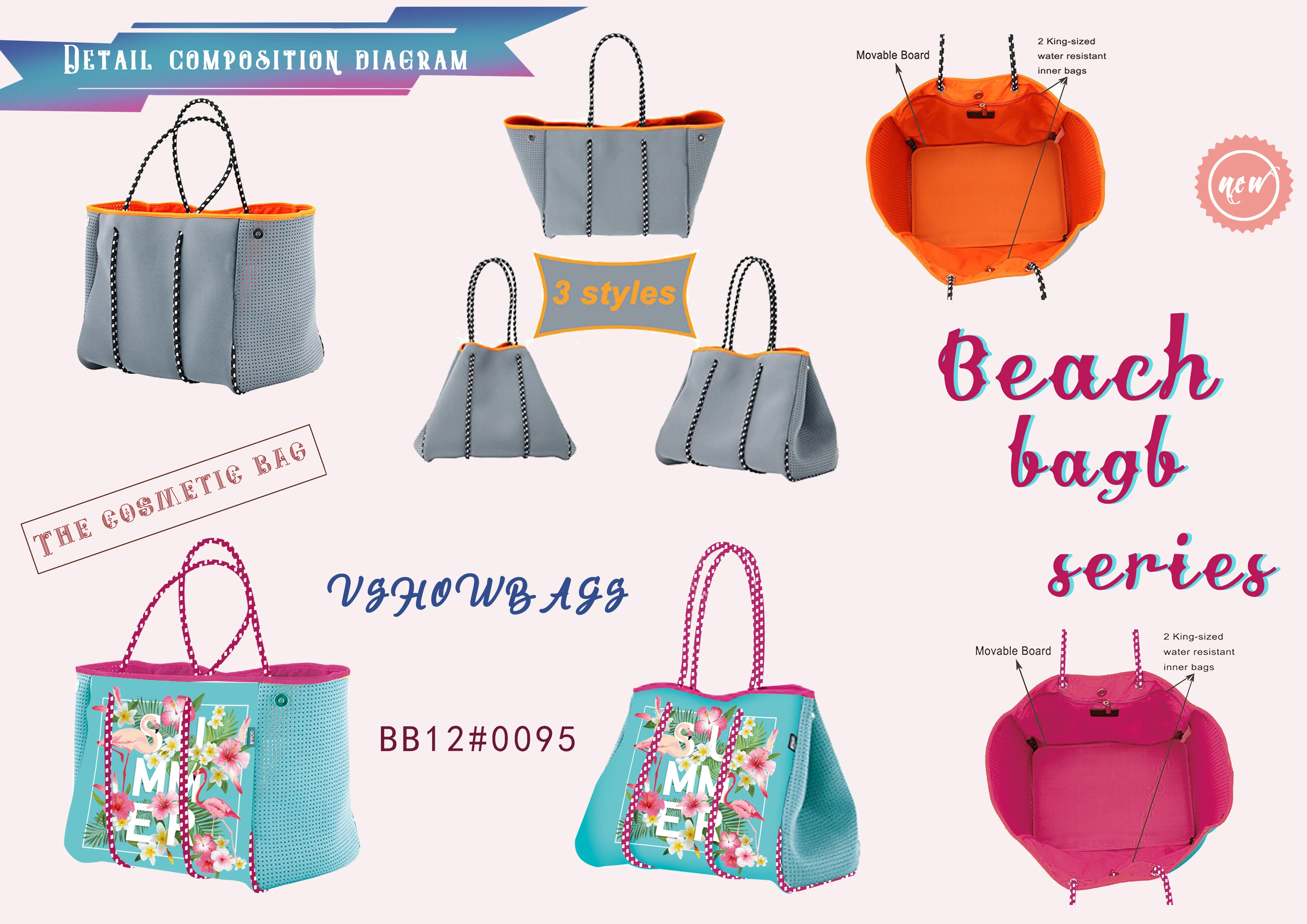 Wholesale Custom Logo Bohemian Crafted Large Neoprene Beach Bag Tote for Summer Water Proof Outdoor Travels straw beach bag