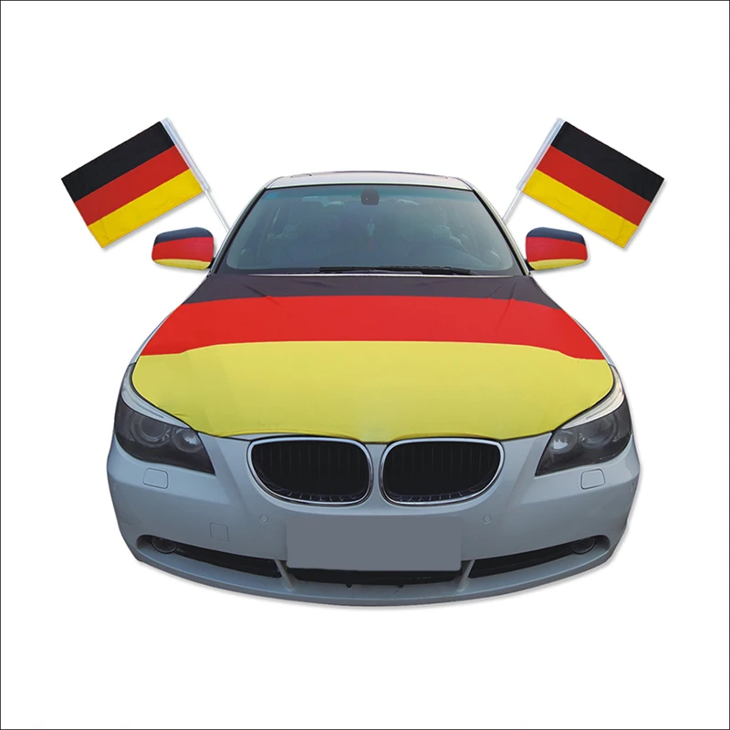 Customized logo and country flag printed elastic car hood flag