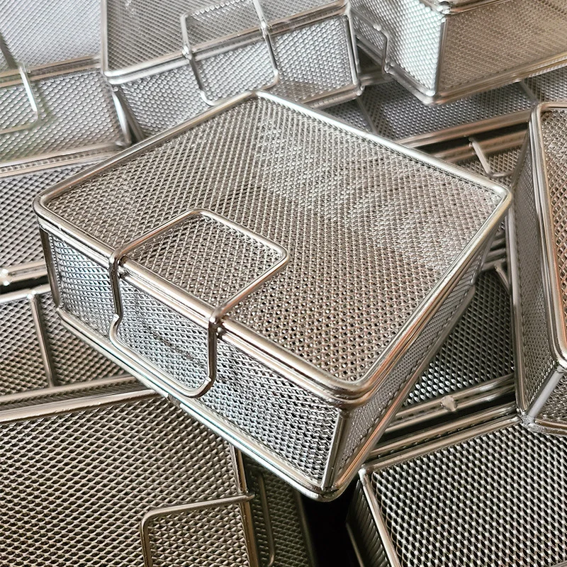 Customized disinfection basket 304 316 with handle stainless steel wire mesh ultrasonic cleaning basket