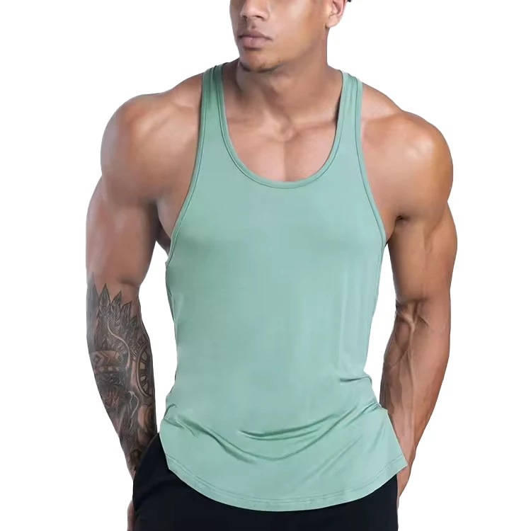 Custom muscle bodybuilding sports shirt tank tops fitness cotton blank sleeveless gym running stringer for men