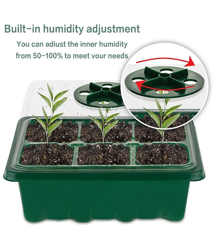 Wholesale Garden Nursery Plant Seed Grow Tray With Lid 12 Cell Germination Seedling Starter Tray Kit With Dome Grow Light