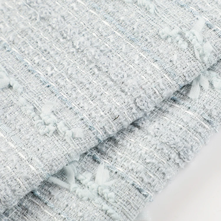 Маленький минимальный заказ, новейший текстиль для жаккардового платья, г/кв. М, голубой полиэфирный шерстяной тканый материал