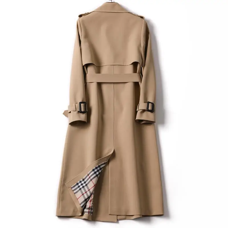 New Korean Mid-length Trench Coat for Women 2023 Popular British Over-the-knee Overcoat for Spring Autumn