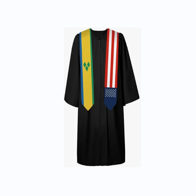 High Quality Flag Graduation Stole Sash St Vincent and USA Flag Graduation Country Flag Graduation Stole