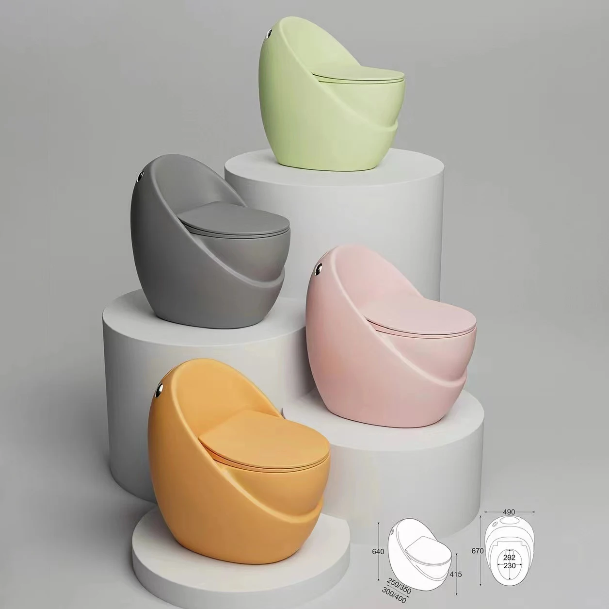 Space Capsule Egg Shape Floor Mounted Colorful Porcelain Sanitary Ware Water Closet Bathroom Ceramic Siphonic One Piece Toilet