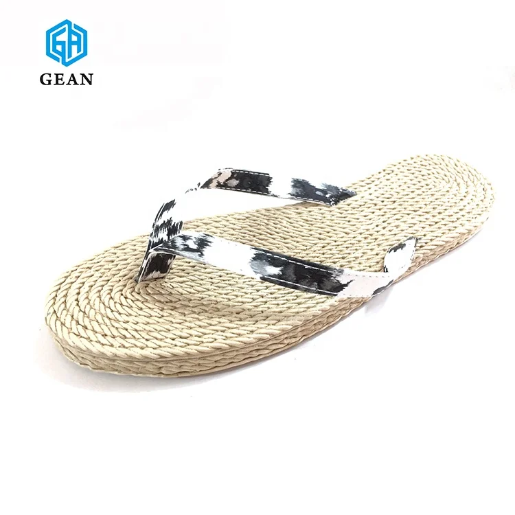 Summer beach lady fashion flip flop slipper Eva hemp rope espadrilles outsole flip flops for women