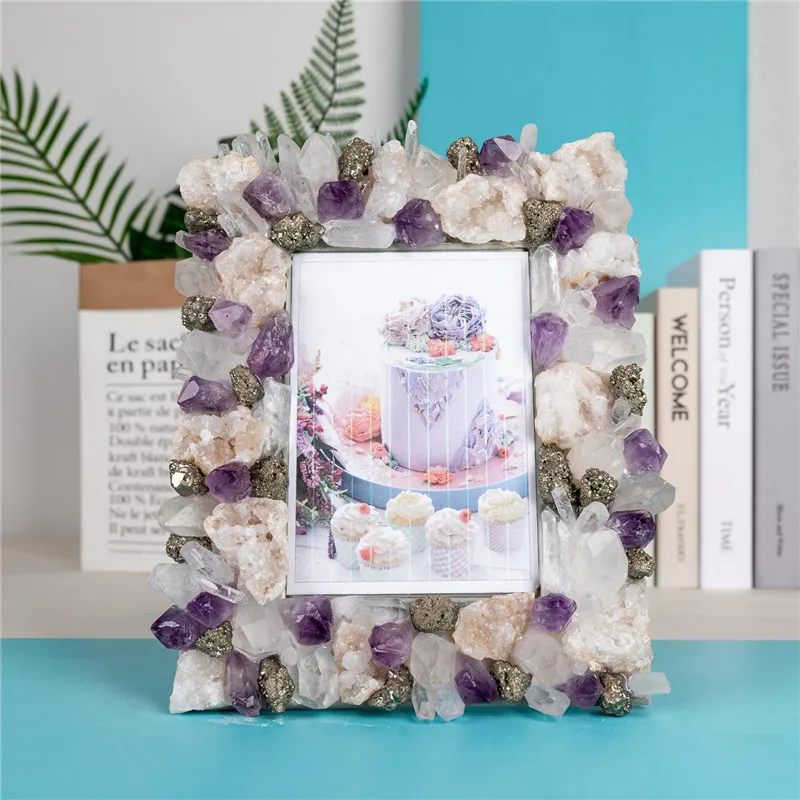 Exquisite Home Furnishing Creative Decoration Natural Mixed Crystal Photo Frame Horizontal and Vertical Universal Studio