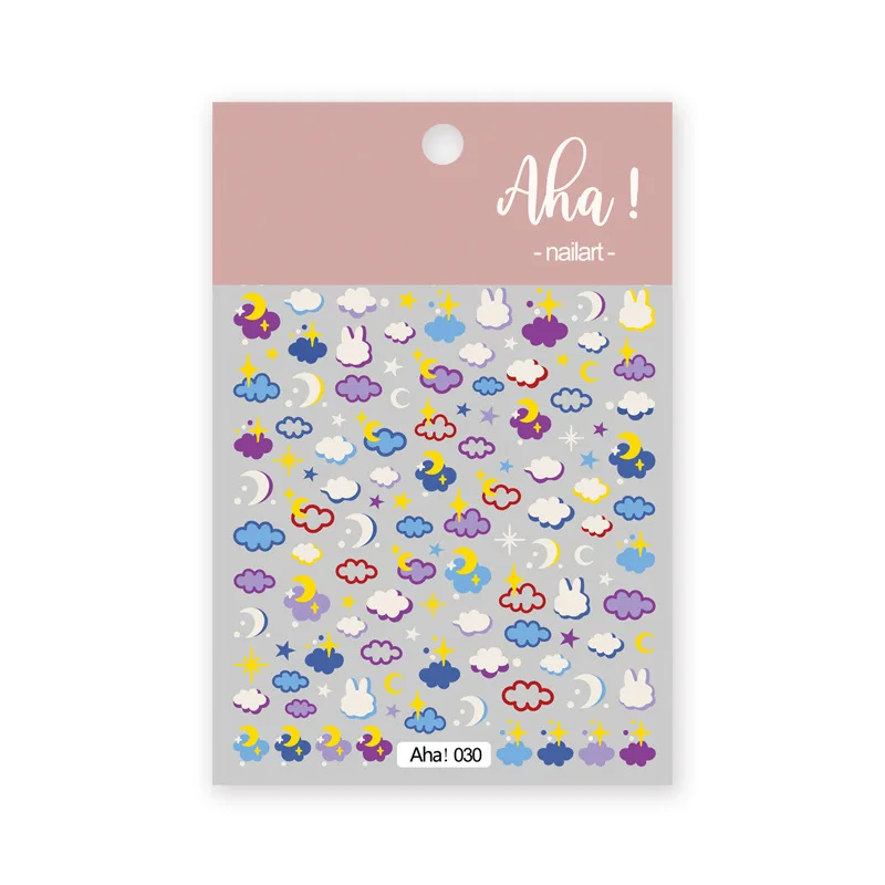 Aha 026-034  Ins Hot Cartoon  Bear Nail Art Stickers Smile Sunflower Nail Decals Decoration