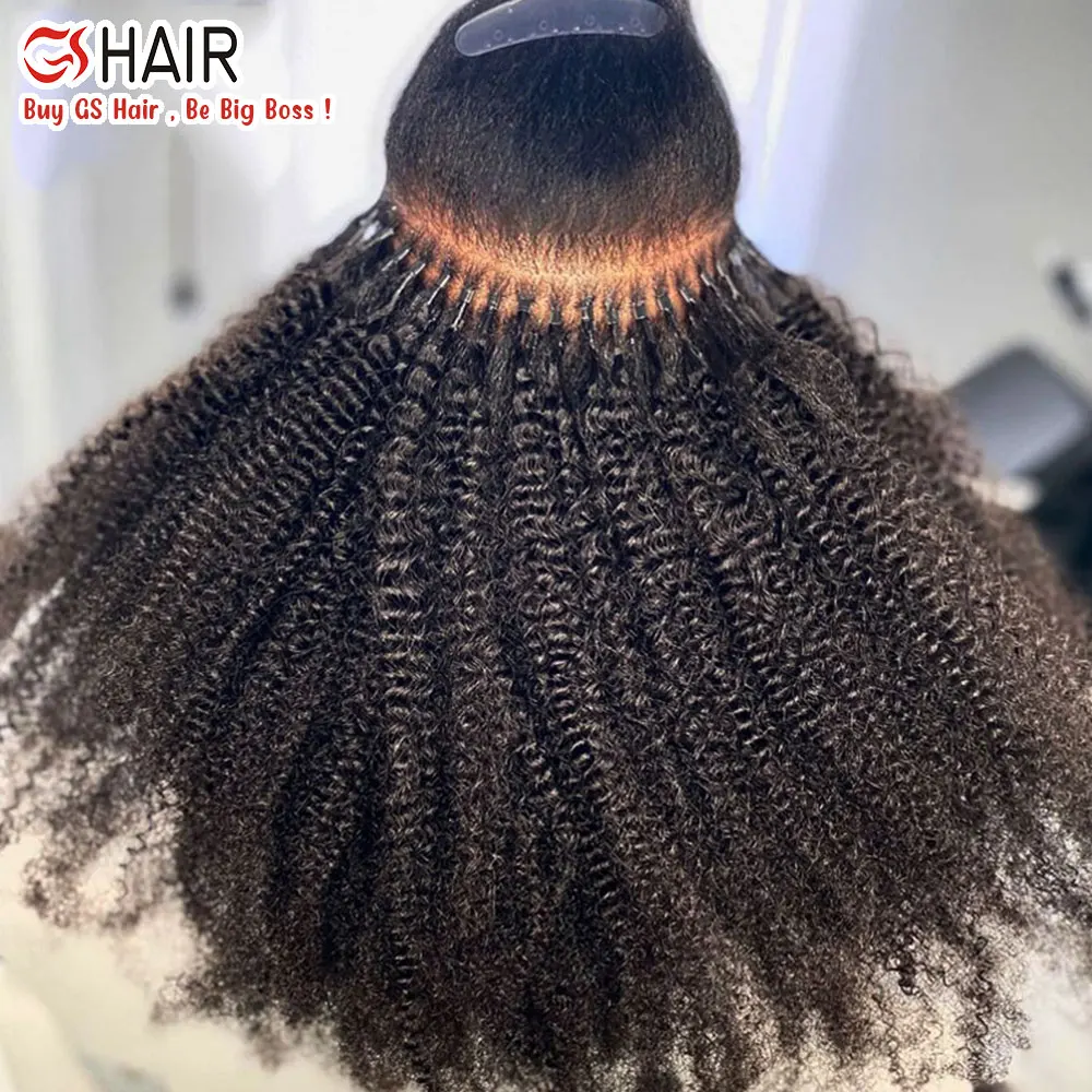 100% remy brazilian virgin 12a raw natural black i tip human hair crochet tips 4B 4C 3B 3C kinky curly i tip hair extensions