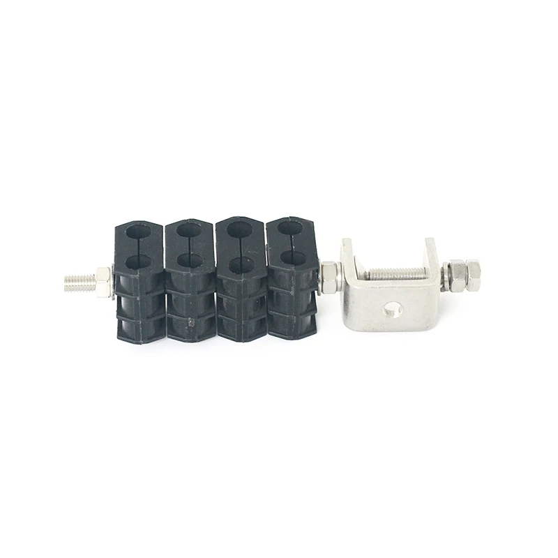 1/2 4 Ways Twin Coaxial Cable Clamp Two Holes 4 Stacks Double Feeder Clamp For Feeder Cable