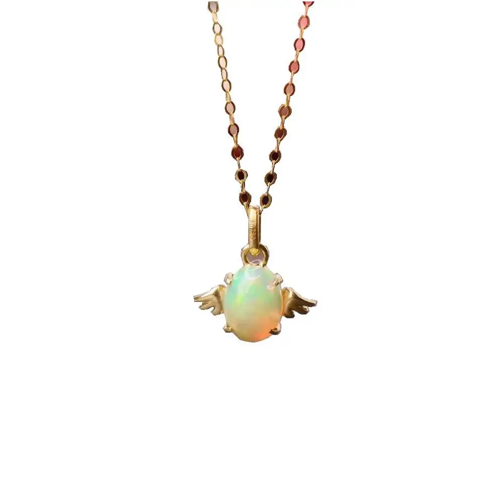 gemstone 18k gold angel egg shape Australia opal necklace natural beautiful opal fine jewelry for women