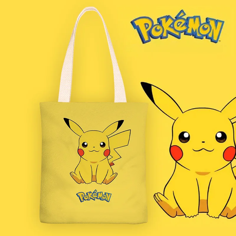 Hot Selling Cartoon Anime Poke Mon Pika Gengar Charmander Casual Canvas Tote Big Capacity Sweet Lady Girl Shoulder Bag Wholesale