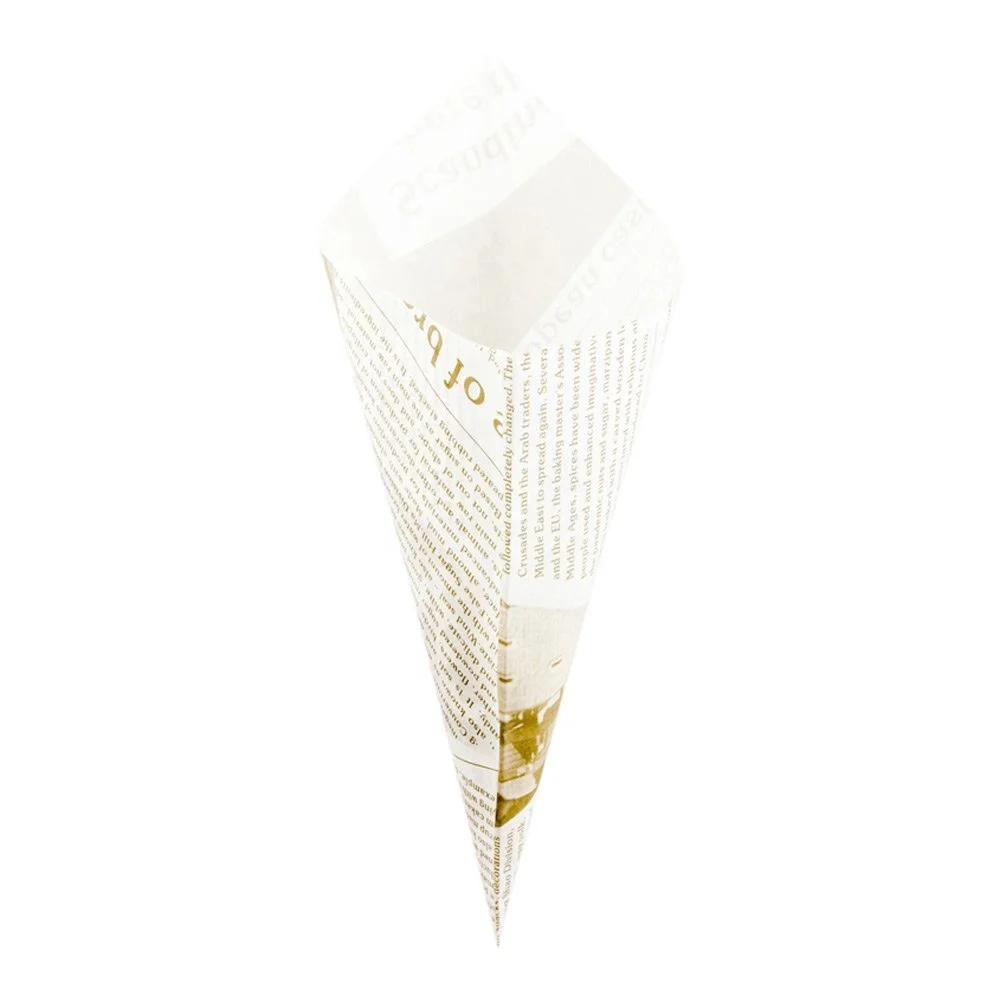Party Supplies newspaper print white french fries food food grade kraft paper snack cone shapes bag packing favors
