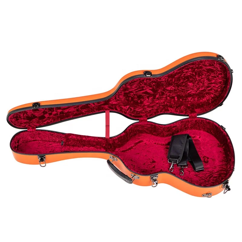 Manufacturer Fiberglass Orange Acoustic Guitar Case with Backpack Fiberglass Classical Guitar Cases