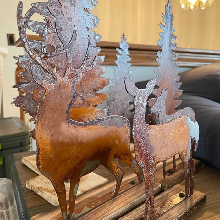 Outdoor Backyard Metal Decoration Lawn Statues Sculptures Garden Christmas Tree Ornaments Corten Steel Art Decor