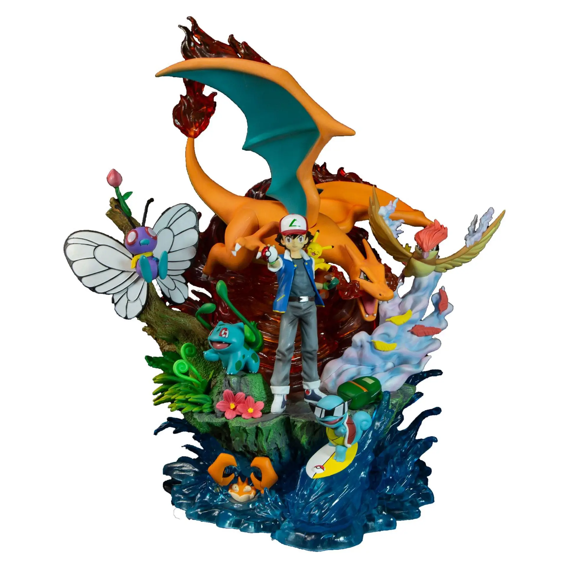 Лидер продаж 41 см аниме Pokemone GK Ash Ketchum семейный портрет светящиеся модели экшн-фигурки