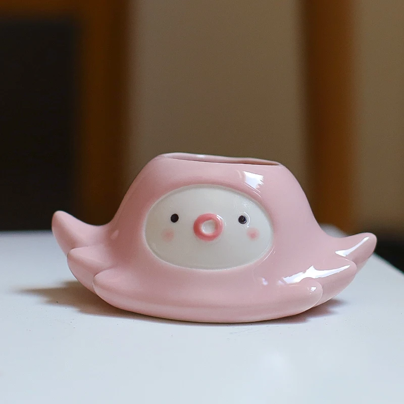 Cute Mini Home Garden Octopus Animal Shape Flower Pot Ceramic Succulent Planter Pink Plant Pots with Drain Hole