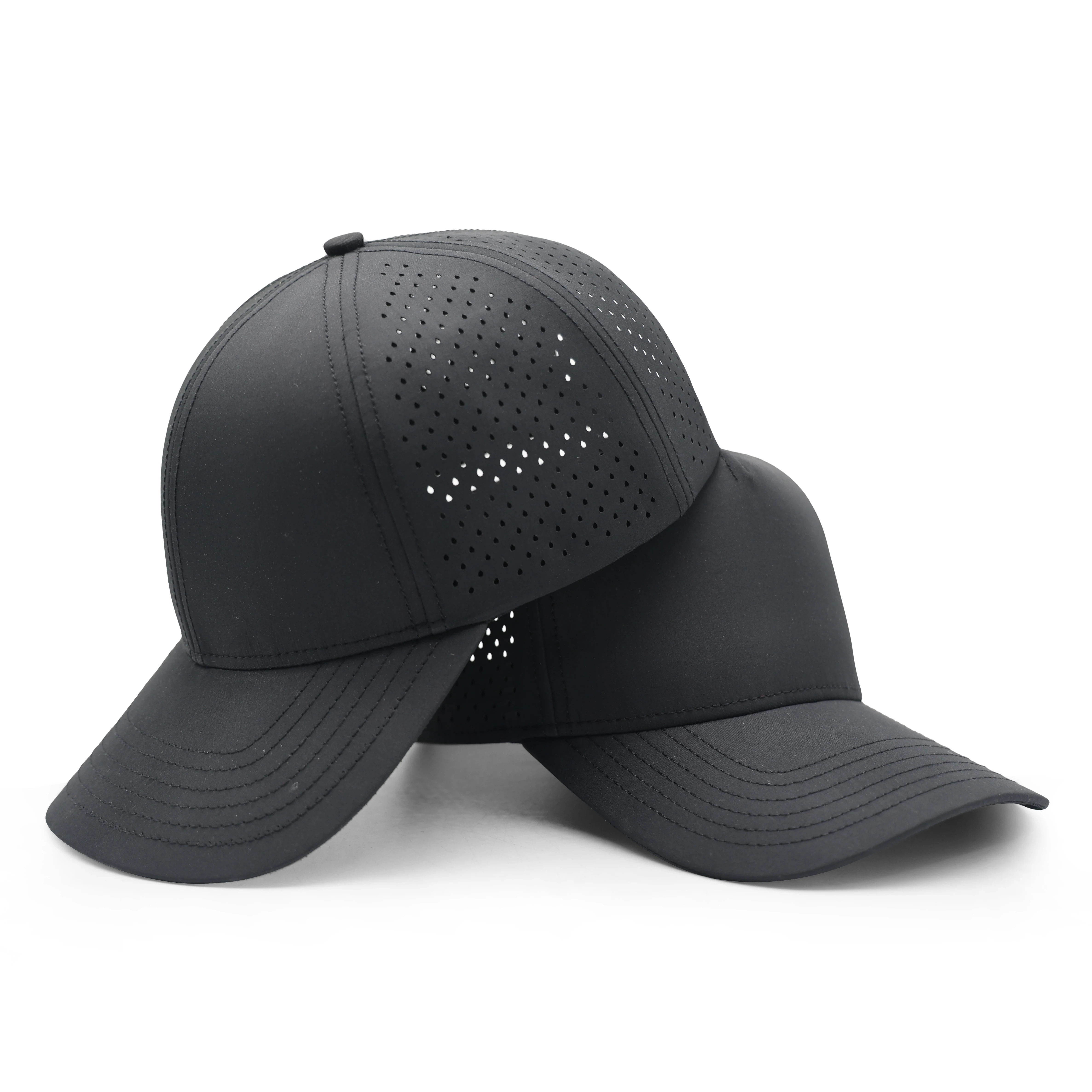 China manufacture Curved brim custom golf cap 6 panel Laser Cut Hole Perforated Hat Golf Hat