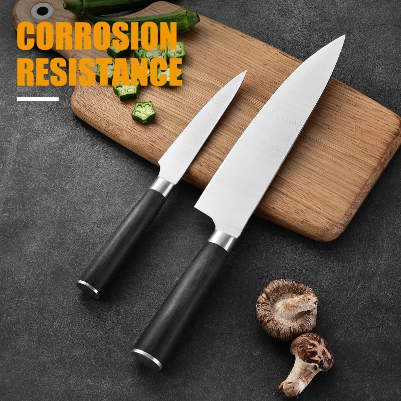 High Quality 6PCS Stainless Steel Kitchen Forged Knife Set with Magnet Block Pakka Wood Handle Chef
