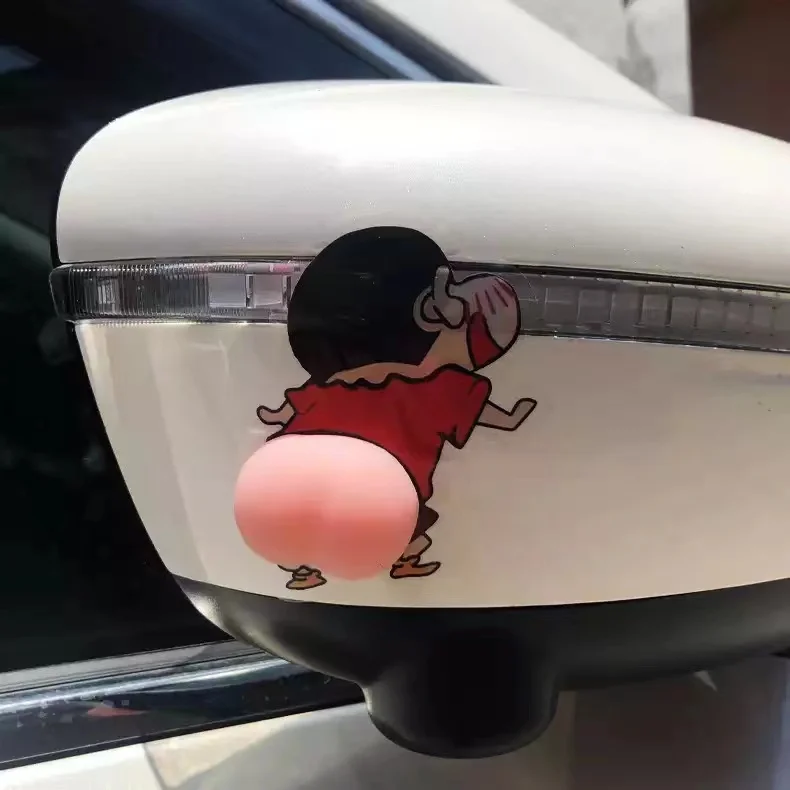 
Anime Crayon Shin Chan Funny Doraemon Silicone Buttocks Bumper Sticker Kawaii Dog Corgi Cartoon Silica Gel Car Decal Kids Toys 