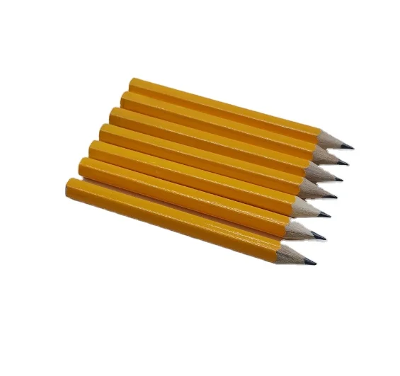 Ready to Ship Half Wooden Golf Pencils HB Pre-Sharpened    hex golf pencils with erasers