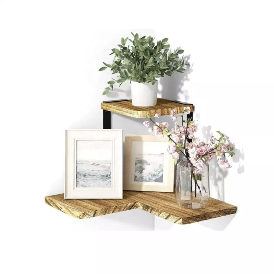 Factory direct sales corner wall shelf wood floating shelves wall mounted wood rack