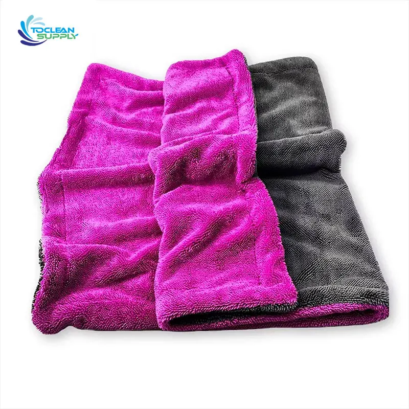 big wholesale car pro 1200 1400gsm 1500 1600 1800 double side microfiber deluxe dual black microfibre drying towel car monster