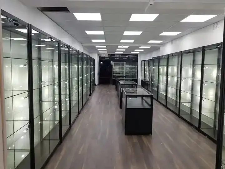 Jewelry Shop Display Glass Showcase Cabinet With Glass Door Light Glass Display Cabinet