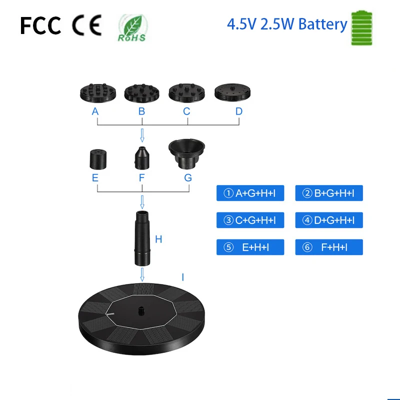 High quality Outdoor 2.5W battery waterproof floating garden bird bath Solar water pump fountain for pool,landscape,