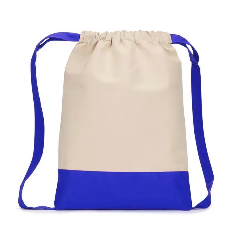 Customized Logo Printed Sports Gym Draw String for Kids Personalized Black 100% Canvas Drawstring Bag Cotton Backpack