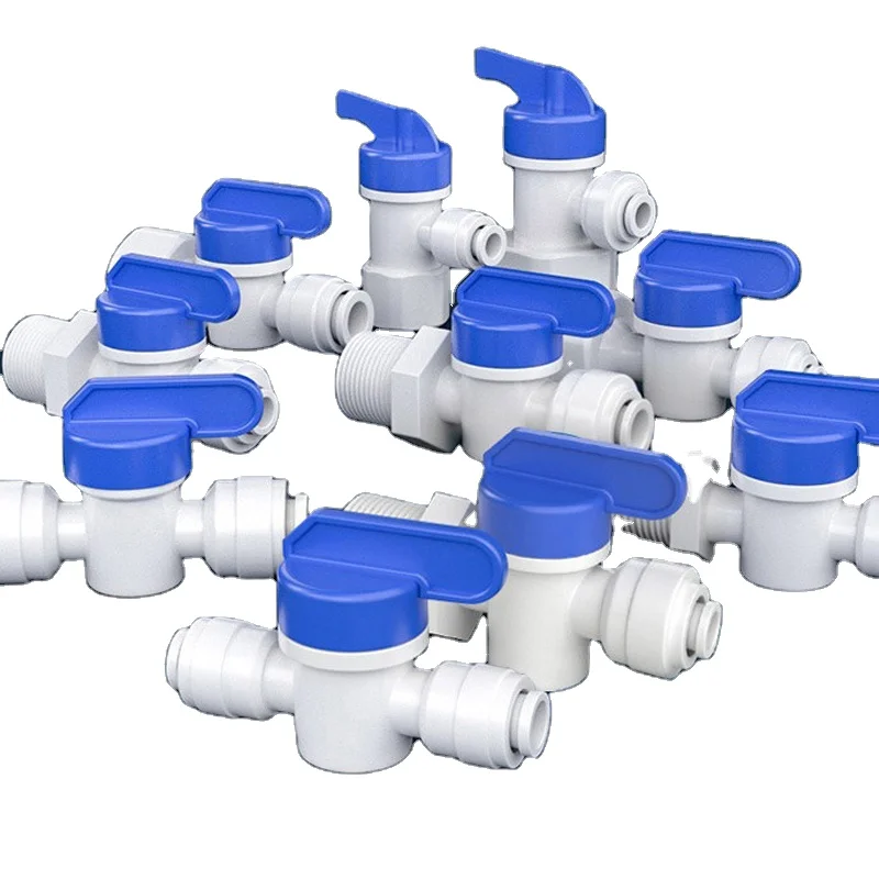 1/4 inch O.D. Quick Connector Ball Valve Water Tube Fitting for RO Systems Water Purifiers and Filters