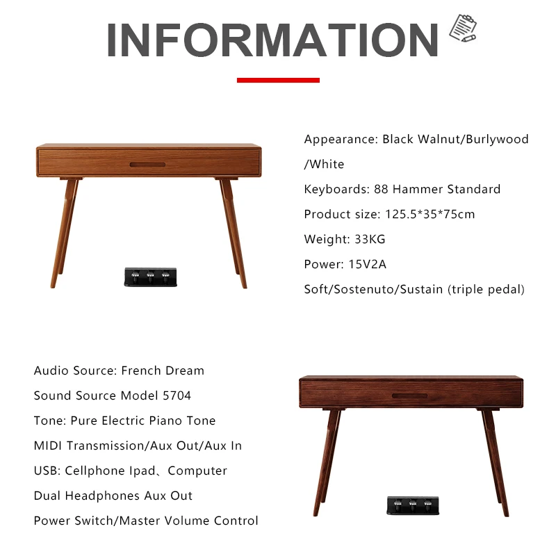 88 Keys White Weighted Keyboard 88 Keys Digital Piano for Commercial Use