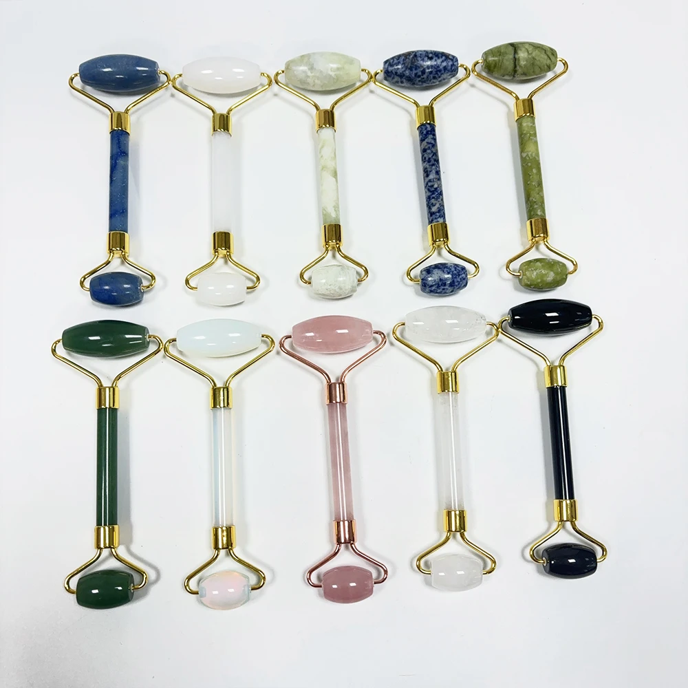 Wholesale Natural Green Jade gua sha Set Custom Logo gua sha Stone Improve Blood Circulation Anti Aging