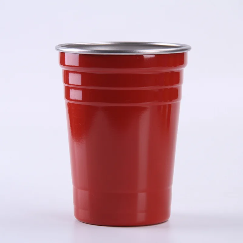 In Stock Quick Delivery Food Grade Stainless Steel Reusable Red Party Cup