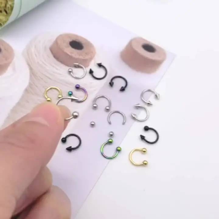 1piece Fashion stainless steel Horseshoe Fake Nose Ring C Clip BCR Septum Lip Piercing Falso Nose Rings Hoop For Women Men