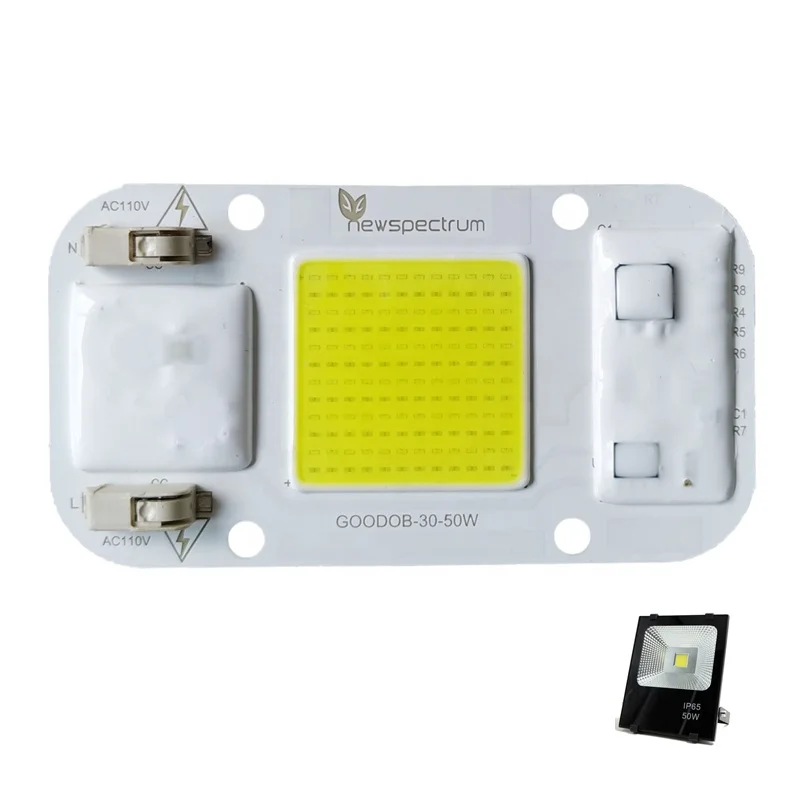 Newspectrum 4075 LED Encapsulation Series Solderless Connector AC110V 220V 50w LED Chip Outdoor light COB LED Chip 50W