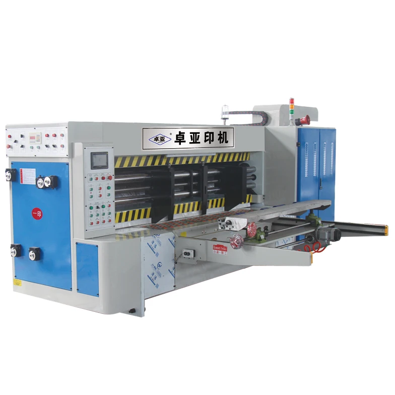 
Flexo ink 4 color printing slotting die cutting automatic corrugated box making machine 