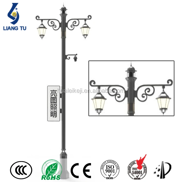 50 Вт 2 фонарь оцинкованный полюс освещение WIFI умный уличный свет с камерой