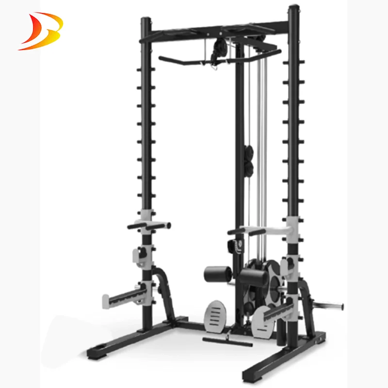 
standing calf raise gym fitness equipment squat rack with pulley cables in lat pull down stand smith machine power aquat rack 