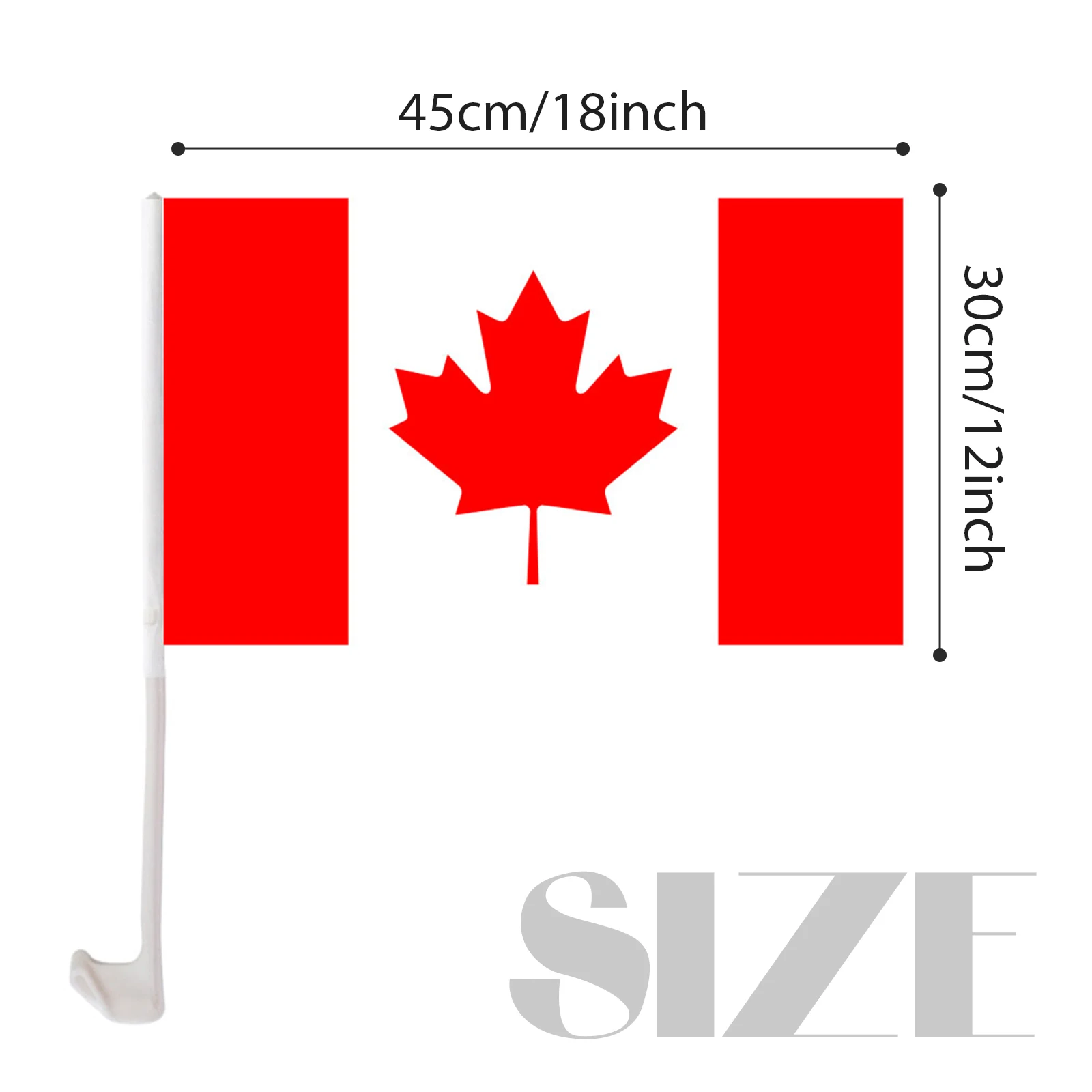 Custom-sized Promotional Canada Car Flag 12 X 18 Personalized Polyester Window with Plastic Rod