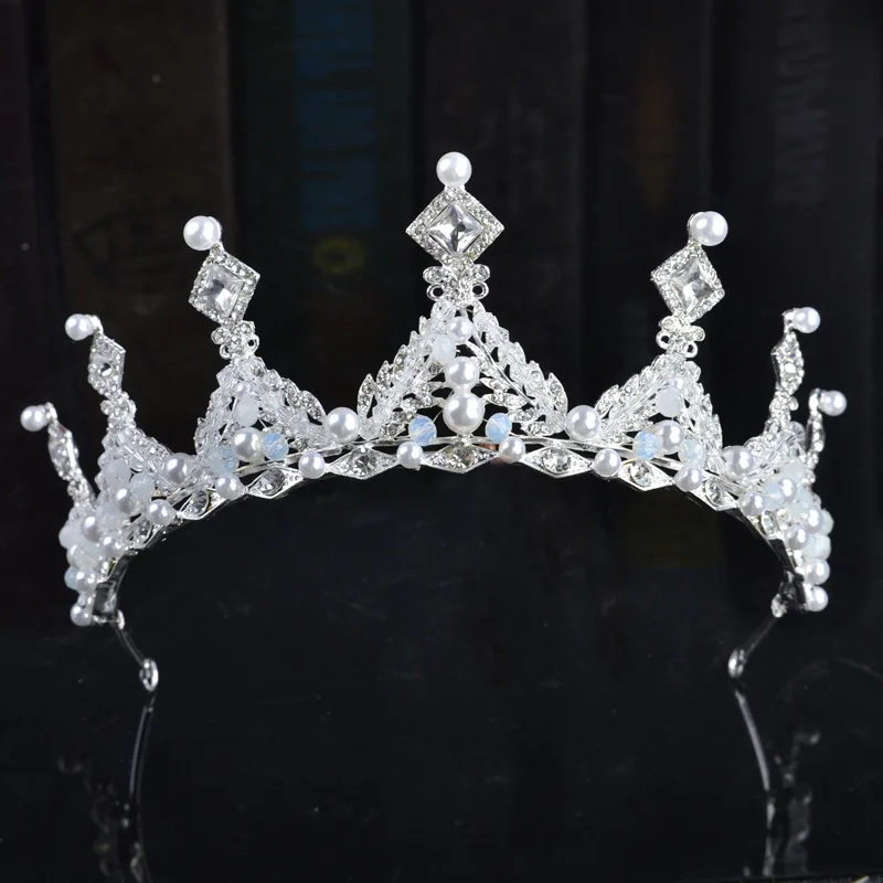 New High Quality Luxury Crystal Rhinestone Headdress Bridal Hair Accessories Brida Alloy Pearl Princess Tiaras and Crowns