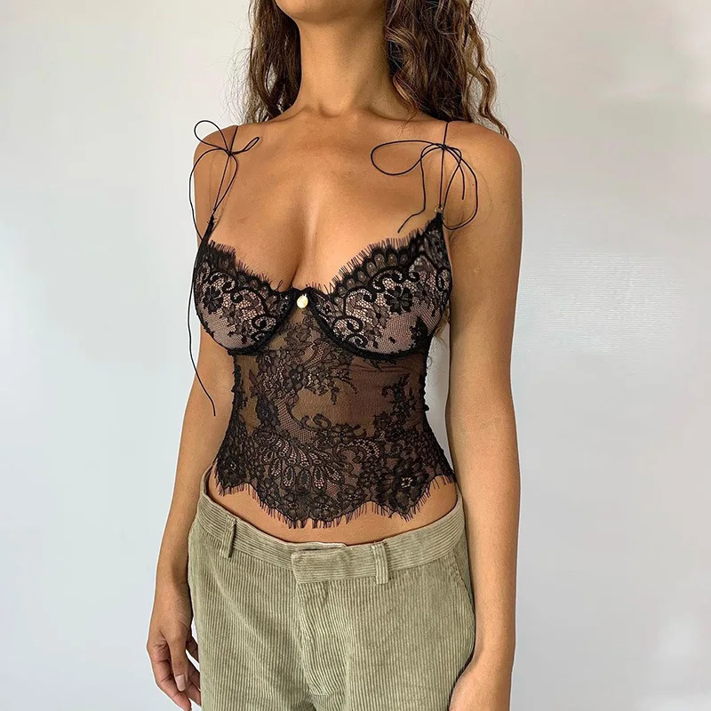 Bestselling Lace Camisole - 2023 Summer New Low-Cut Perspective V-Neck Tank Top