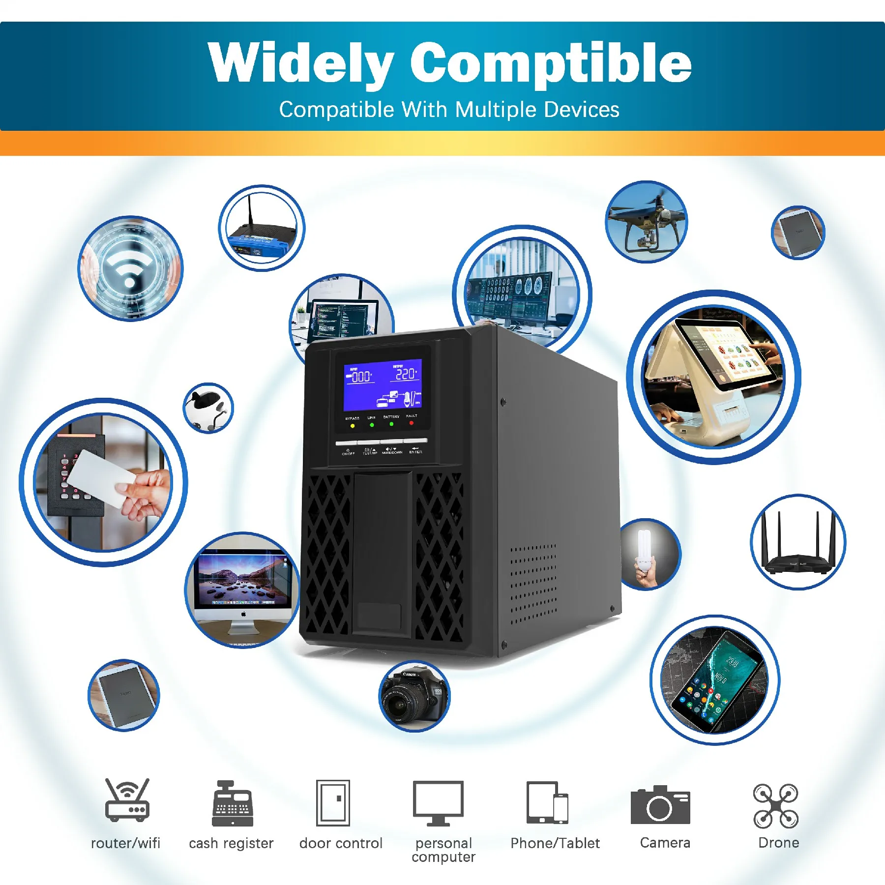 Onduleur online ups Двойное преобразование 2kva 1000va 1kva 220v вход